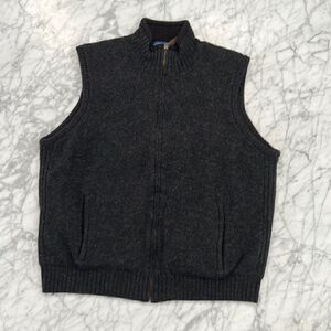 Pendleton Shetland Wool Fleece Lined Gray Full Zip Vest Large